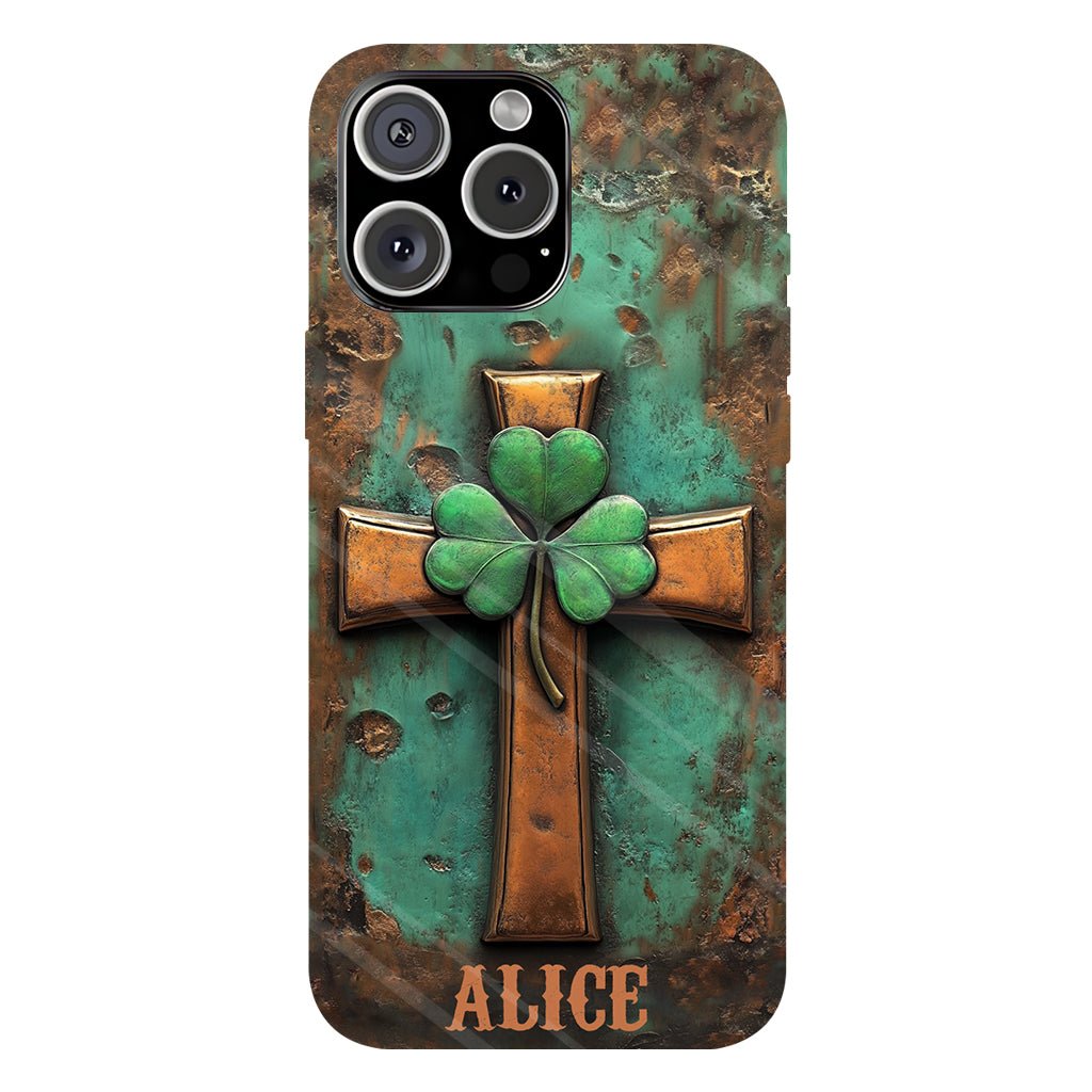 Vintage Irisches Kreuz – Personalisierte Handyhülle mit Allover-Print zum St. Patrick's Day