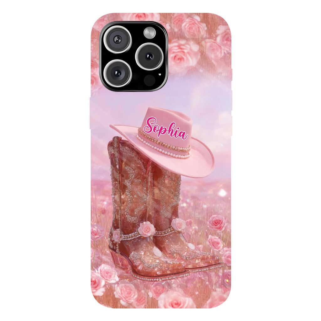 Floral Cowgirl - Personalized Cowgirl Full Print Phone Case & Phone Grip