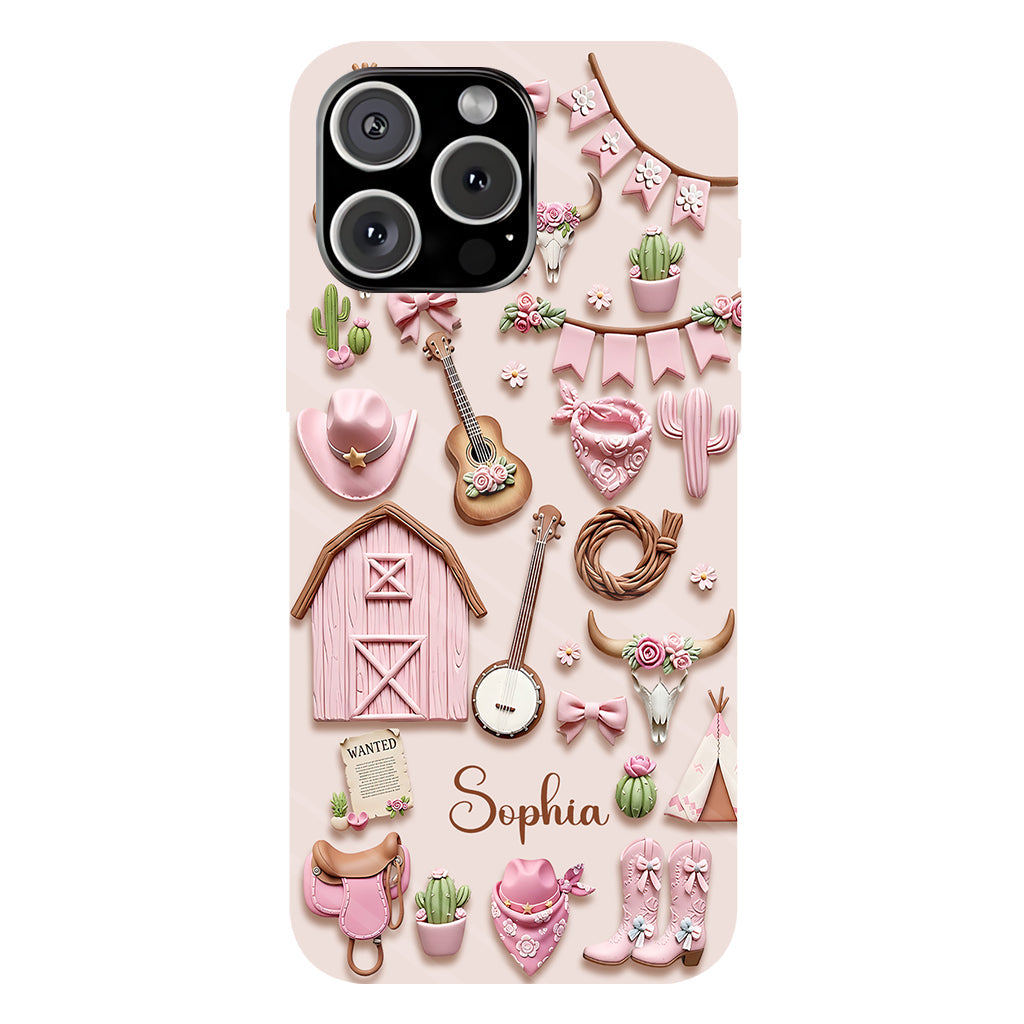 Pink Cowgirl - Personalized Cowgirl Full Print Phone Case