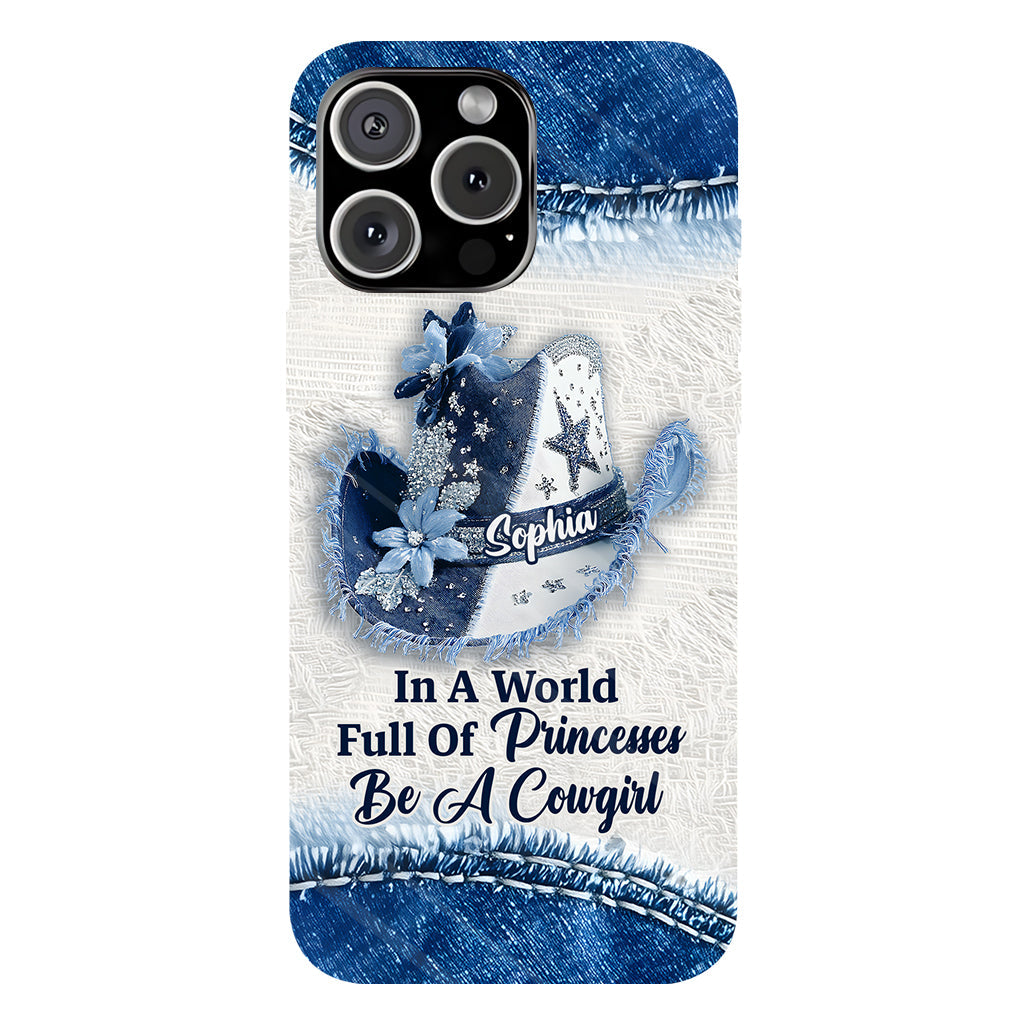 In einer Welt voller Prinzessinnen – Personalisierte Handyhülle mit Cowgirl-Print