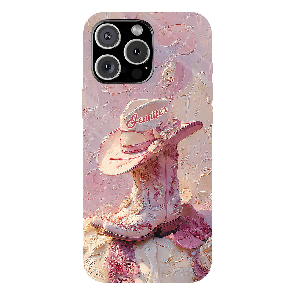Pink Cowgirl - Personalized Cowgirl Full Print Phone Case & Phone Grip