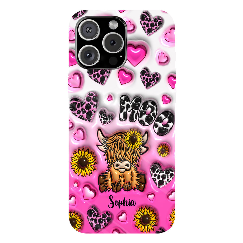 Sunflower Highland Cow - Personalized Full Print Phone Case