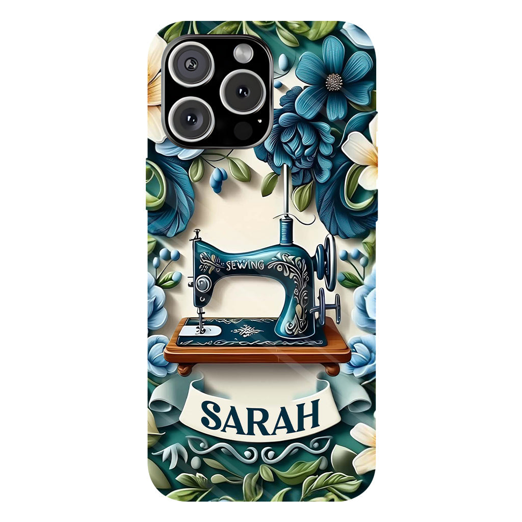 Blue Sewing Machine - Personalized Sewing Full Print Phone Case