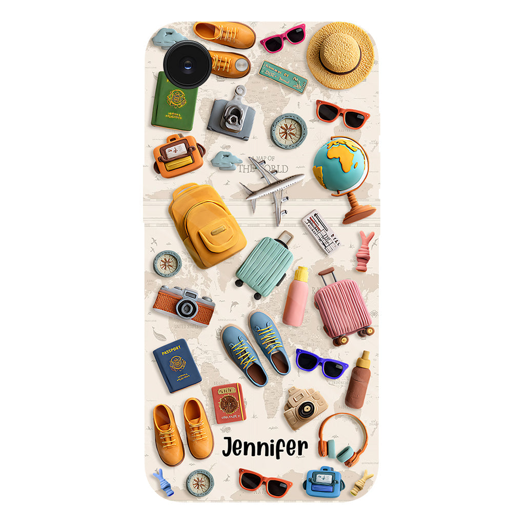 Einfach ein Mädchen, das Reisen liebt – Personalisierte Handyhülle mit Reisemotiv und Vollbilddruck