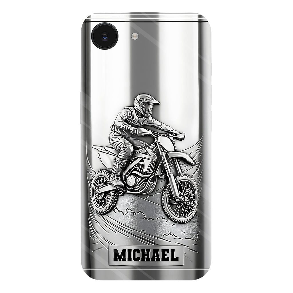 Handyhülle mit Metallic-Motiv (Dirtbike/Motocross) – Personalisierte Dirtbike-Handyhülle mit Vollbilddruck
