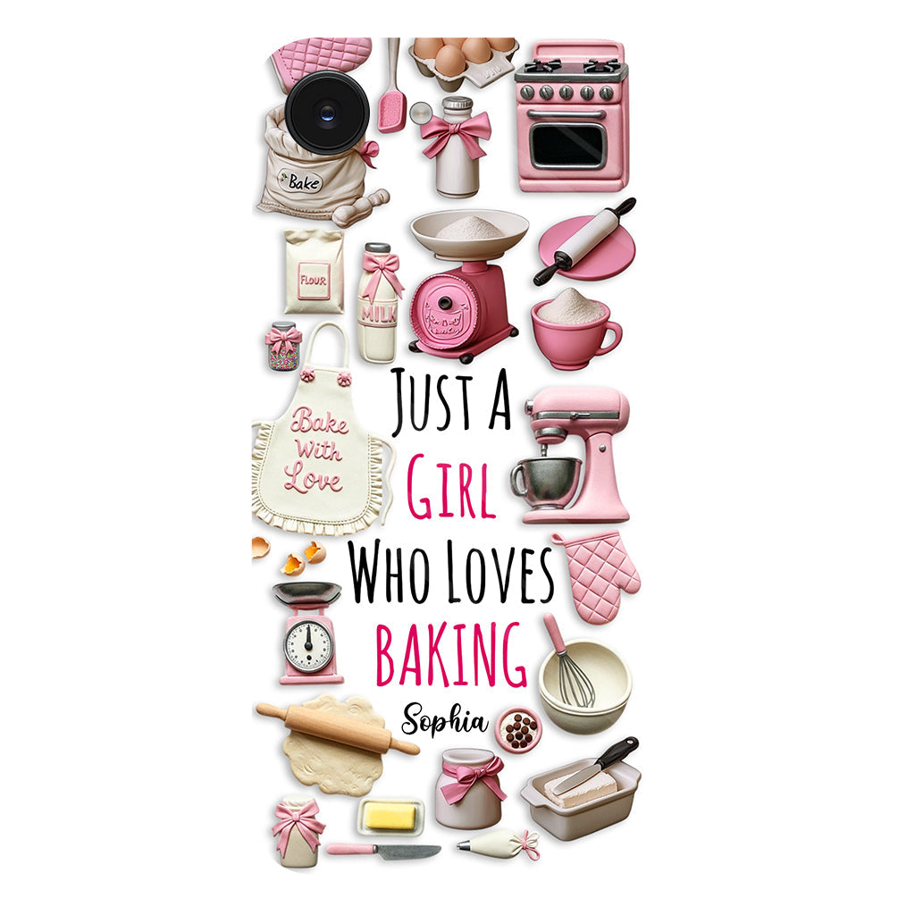 Einfach ein Mädchen, das Backen liebt – Personalisierte Handyhülle mit Backmotiv und Volldruck