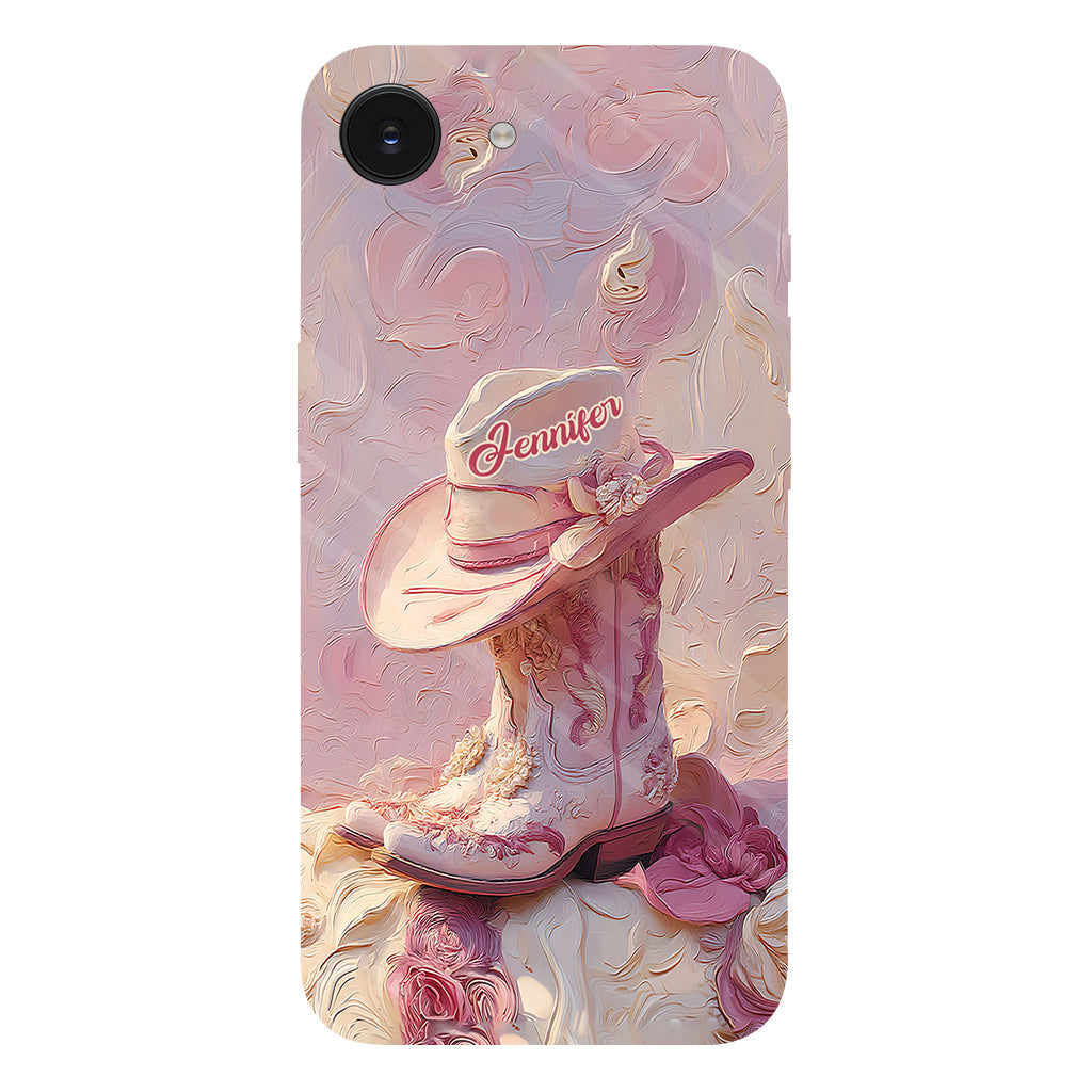 Pink Cowgirl - Personalized Cowgirl Full Print Phone Case & Phone Grip