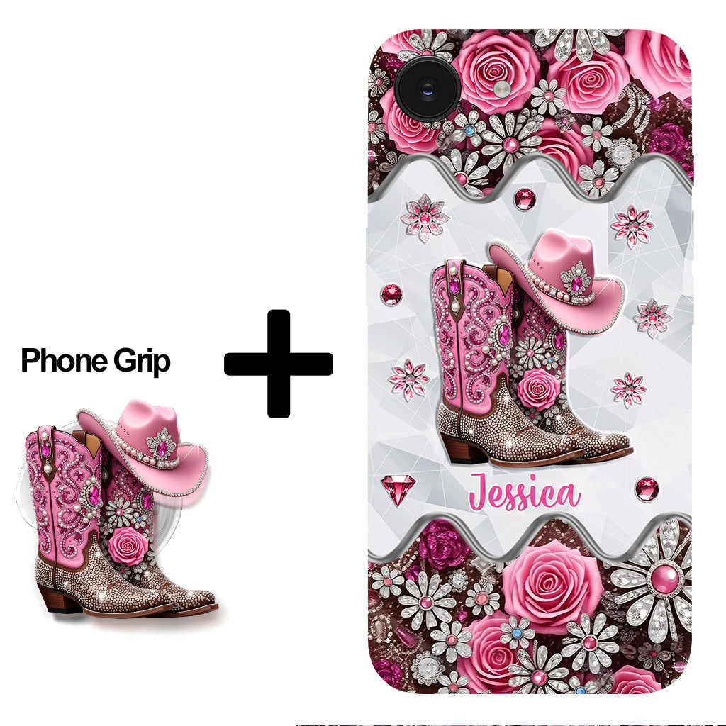 Cowgirl Boots - Personalized Cowgirl Full Print Phone Case & Phone Grip