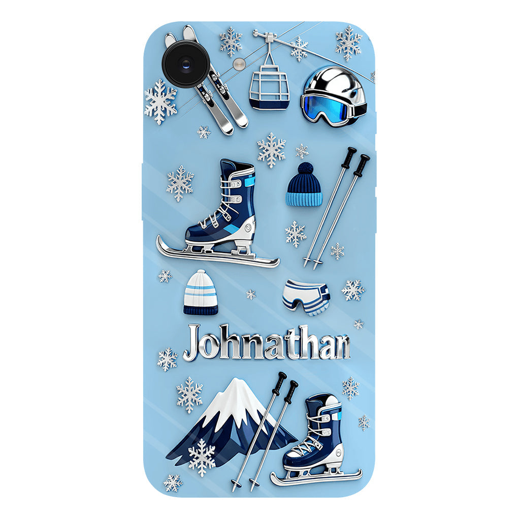 Skiing Makes Me Happy - Personalized Skiing Full Print Phone Case