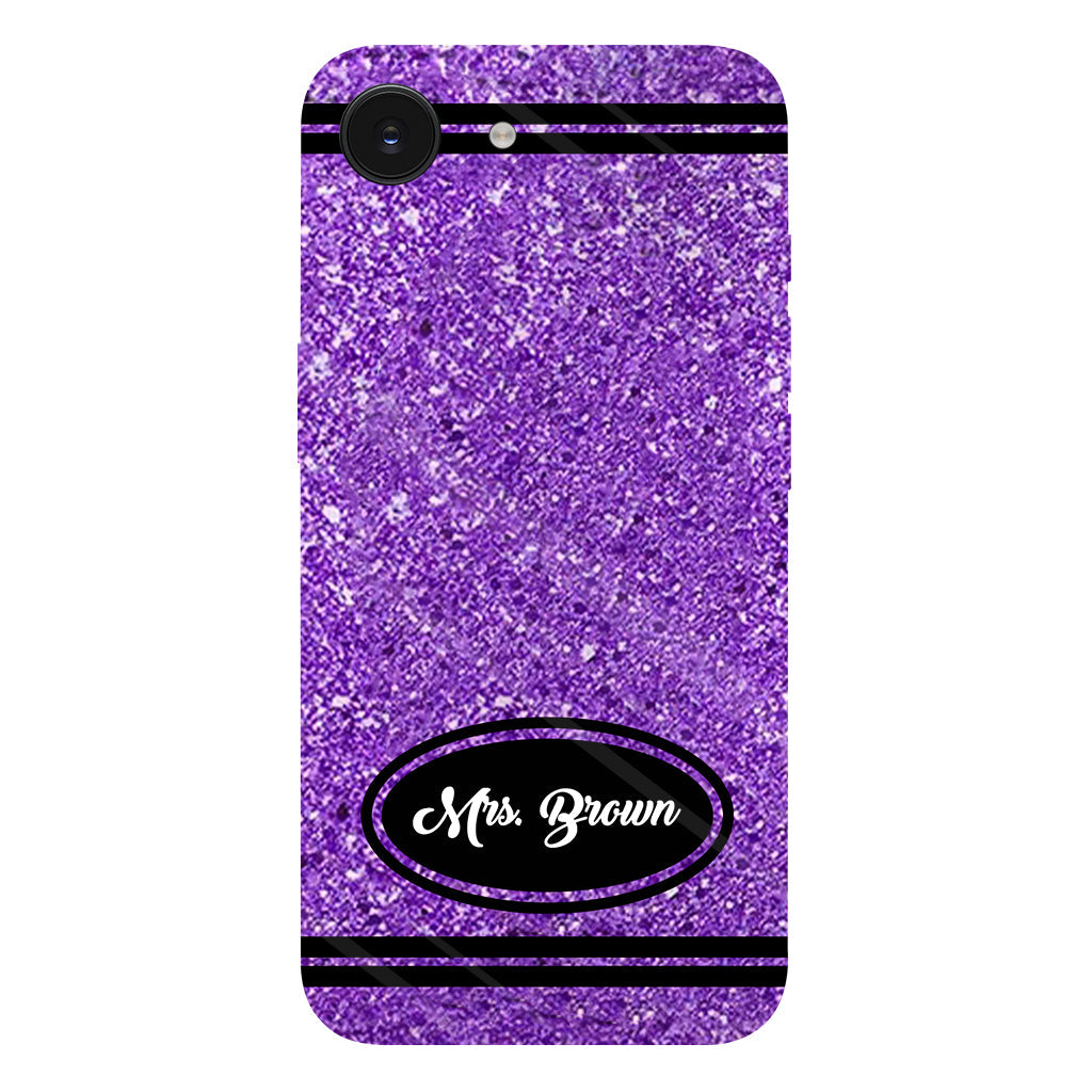 Artificial Glitter Crayon Design - Personalized Teacher Full Print Phone Case & Phone Grip