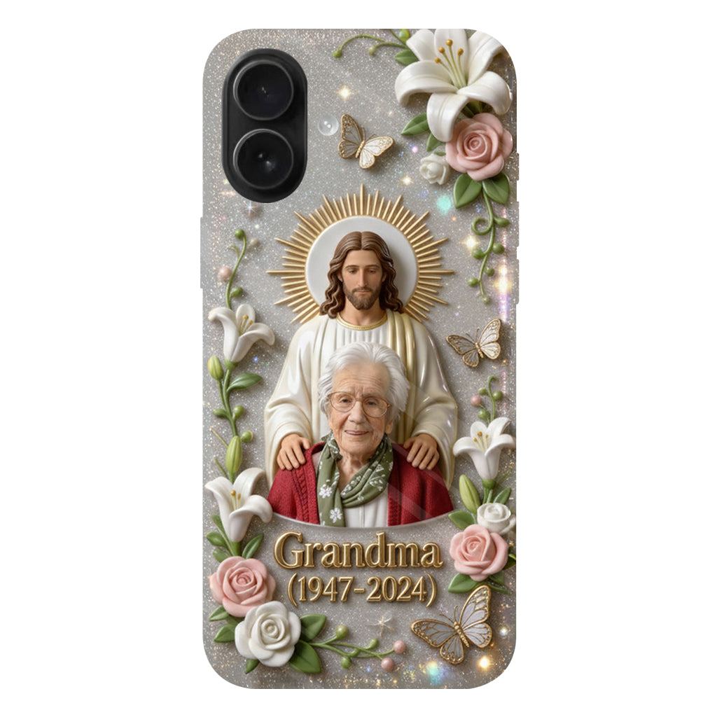 Gedenkgeschenk für einen geliebten Menschen, Glaube an Gott – personalisierte Handyhülle mit vollflächigem Gedenkdruck