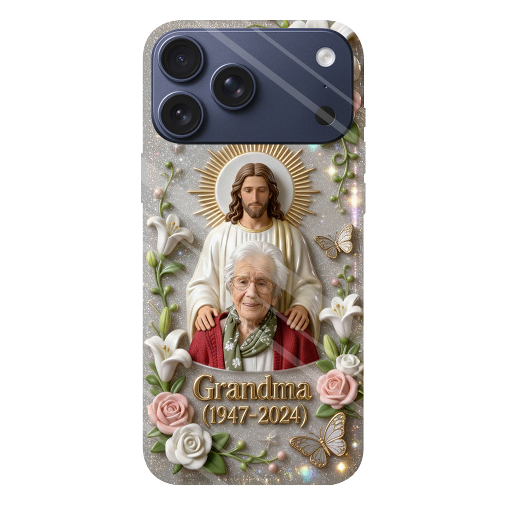 Gedenkgeschenk für einen geliebten Menschen, Glaube an Gott – personalisierte Handyhülle mit vollflächigem Gedenkdruck