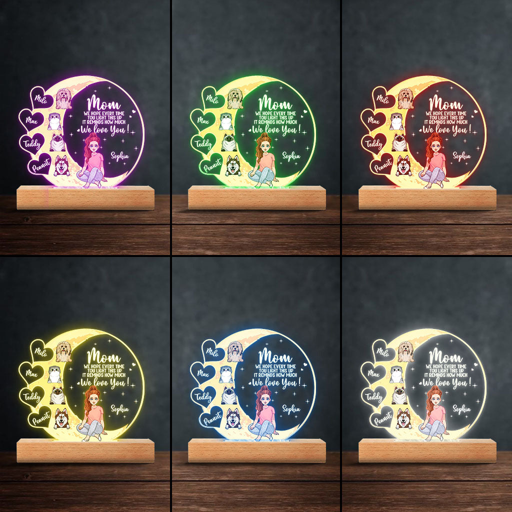 Mama, wir hoffen – Personalisierte, hundeförmige Plakettenleuchte zum Muttertag