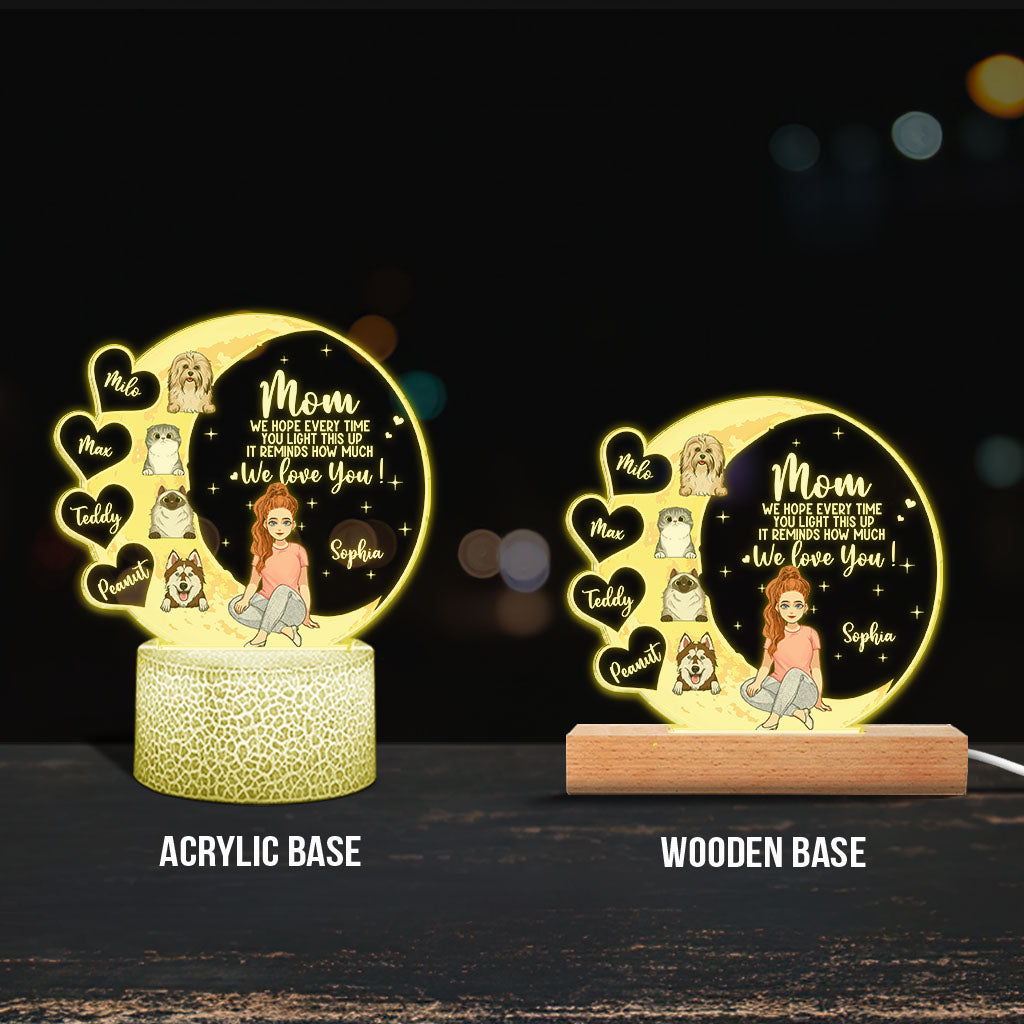 Mama, wir hoffen – Personalisierte, hundeförmige Plakettenleuchte zum Muttertag