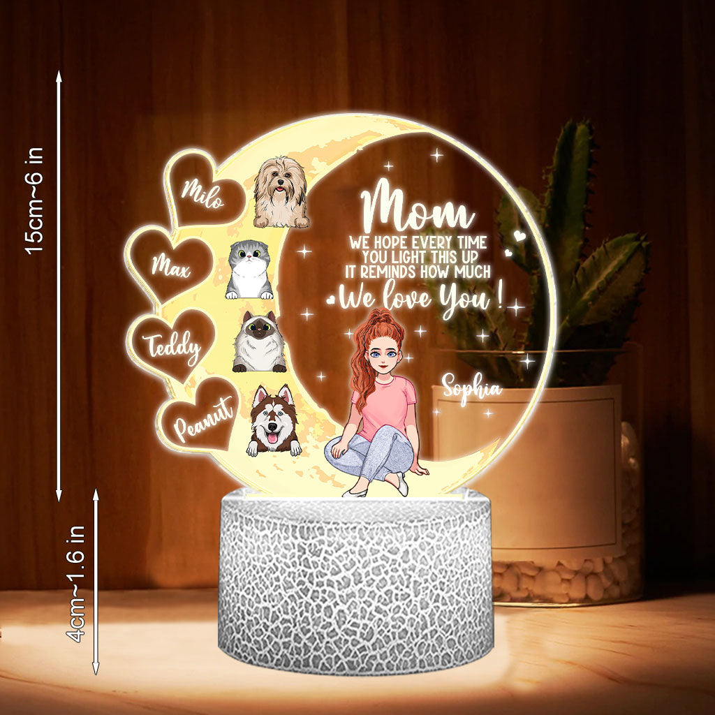 Mama, wir hoffen – Personalisierte, hundeförmige Plakettenleuchte zum Muttertag