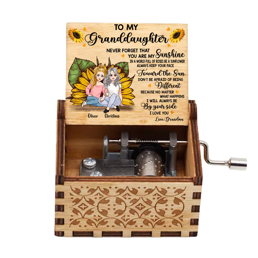 Vergiss niemals, dass du mein Sonnenschein bist – Personalisierte Spieluhr mit Handkurbel für meine Tochter