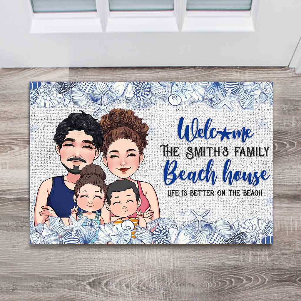 Willkommen im Strandhaus – Personalisierte Fußmatte für Meeresliebhaber