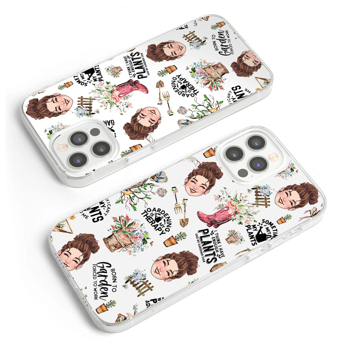 Ich gärtnere seit meiner Geburt – Personalisierte transparente Handyhülle mit Gartenmotiv
