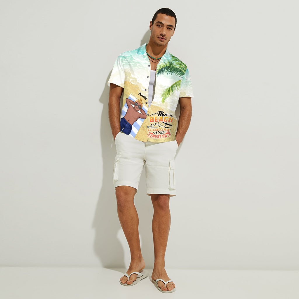 Der Strand ruft und ich muss gehen – Geschenk für Meeresliebhaber für Freunde, Schwester, Freundin, Ehefrau, Mutter, Bruder, Vater, Ehemann, Freund – Personalisiertes Hawaiihemd