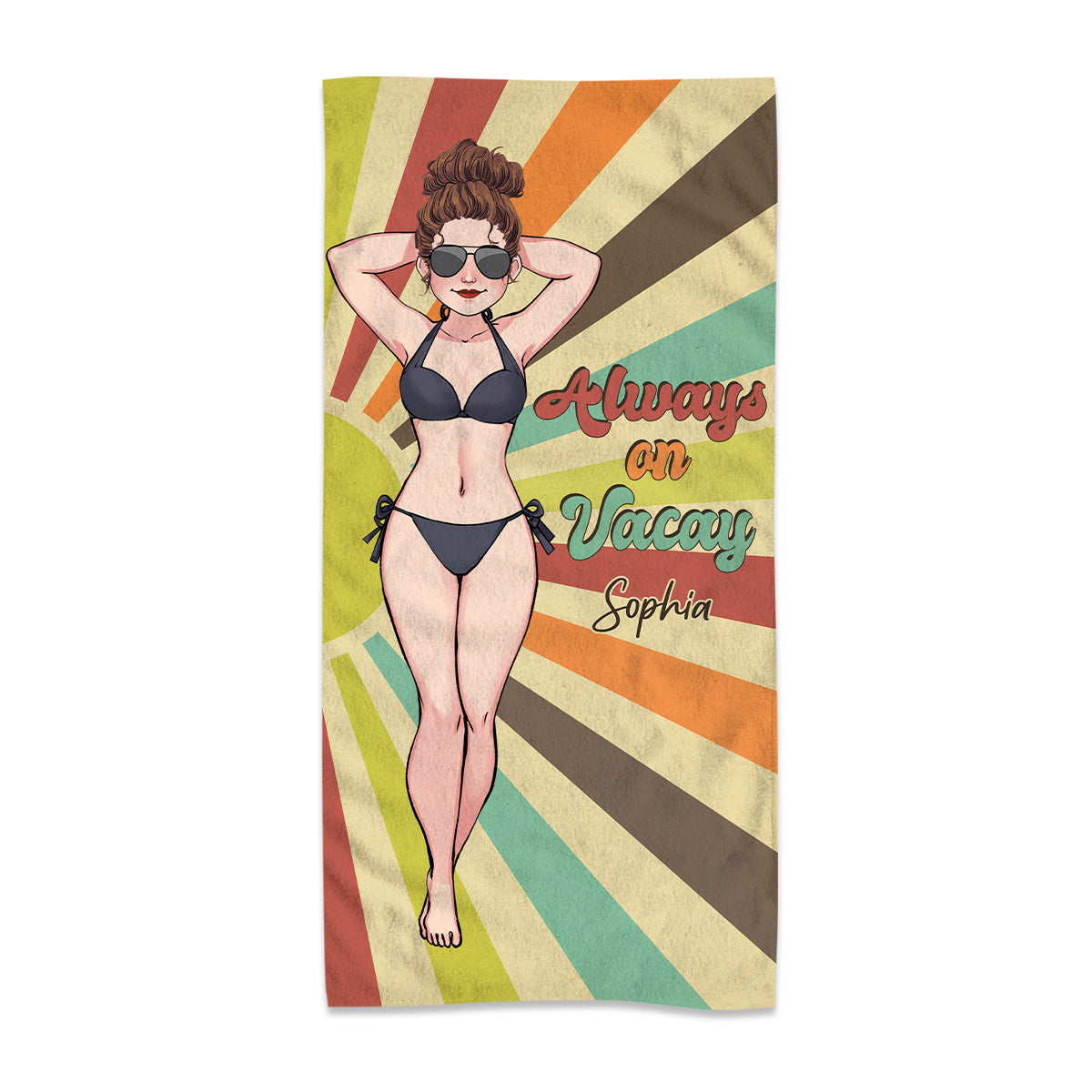 Immer im Urlaub – Geschenk für Meeresliebhaberinnen für Freundin, Schwester, Freundin, Ehefrau, Mutter – Personalisiertes Strandtuch