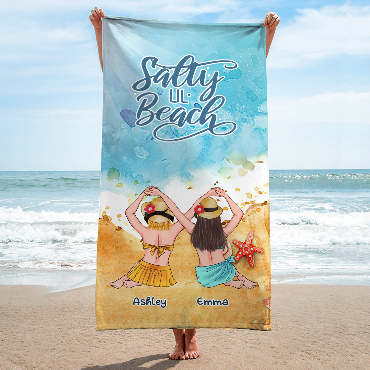 Salty Lil' Beach – Personalisiertes Strandtuch für beste Freundinnen