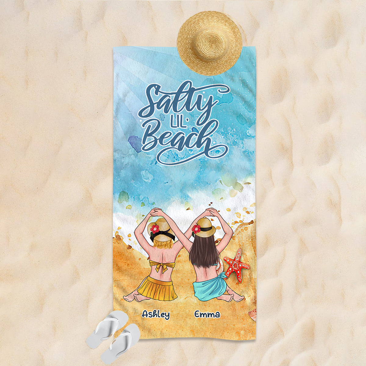 Salty Lil' Beach – Personalisiertes Strandtuch für beste Freundinnen