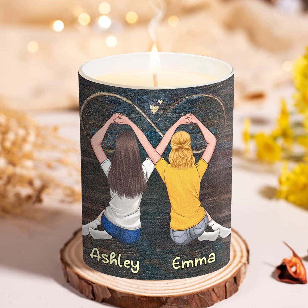 Unsere Freundschaft ist wie eine Kerze – personalisierte Freundschaftskerze mit Holzdeckel