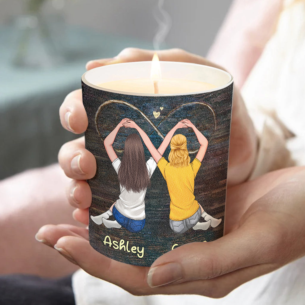 Unsere Freundschaft ist wie eine Kerze – personalisierte Freundschaftskerze mit Holzdeckel