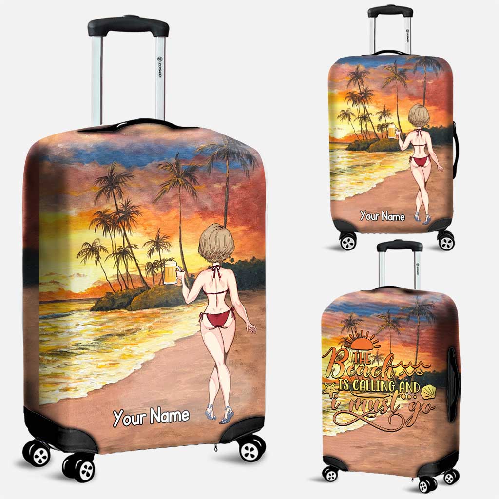 Der Strand ruft und ich muss gehen – personalisierte Gepäckhülle für Meeresliebhaber