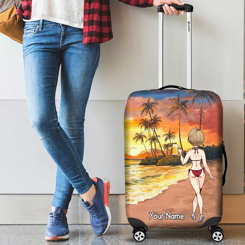 Der Strand ruft und ich muss gehen – personalisierte Gepäckhülle für Meeresliebhaber