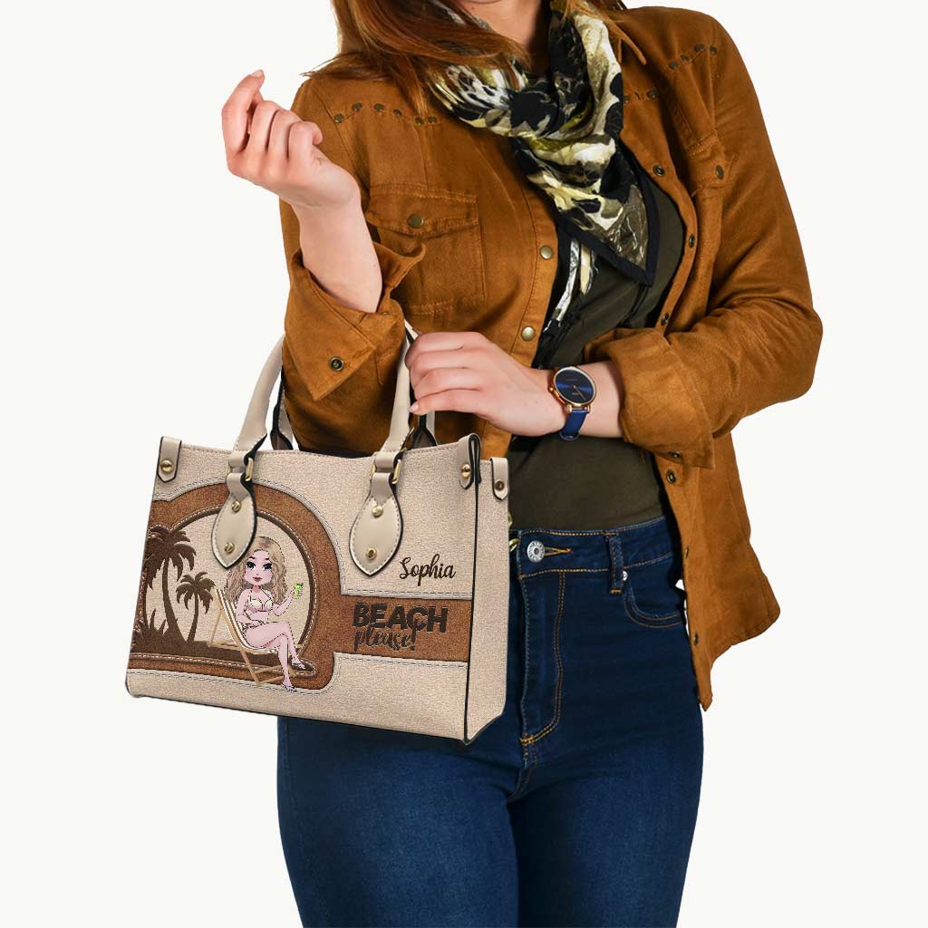 Strand bitte – Personalisierte Lederhandtasche für Meeresliebhaber