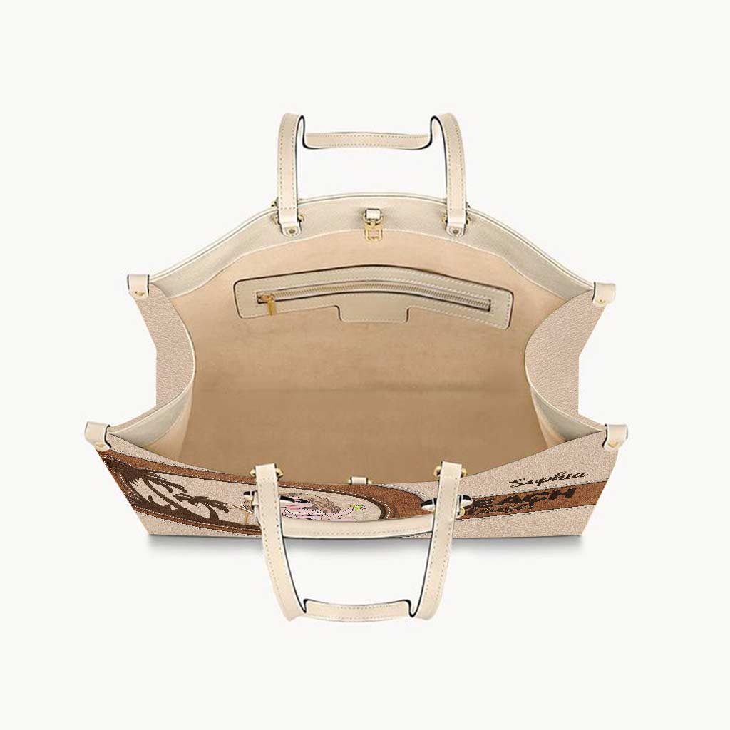 Strand bitte – Personalisierte Lederhandtasche für Meeresliebhaber