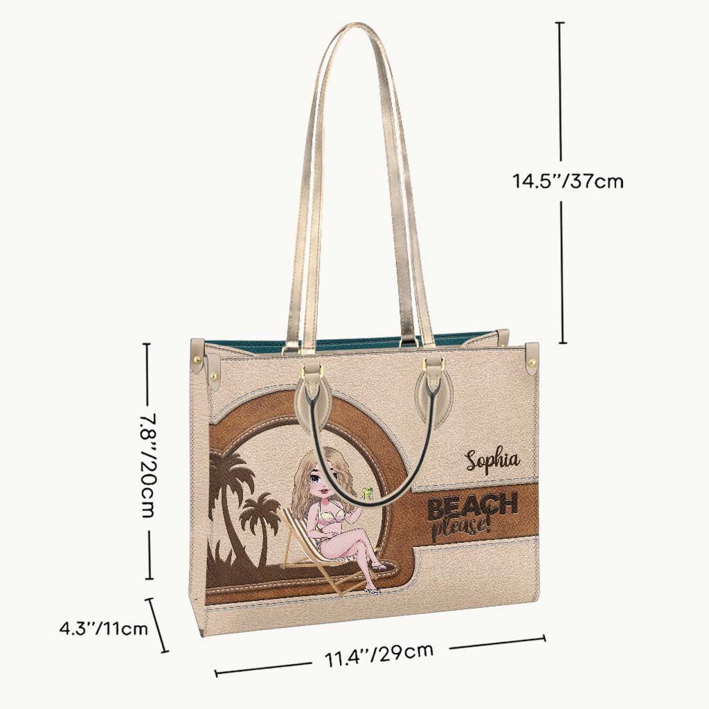 Strand bitte – Personalisierte Lederhandtasche für Meeresliebhaber