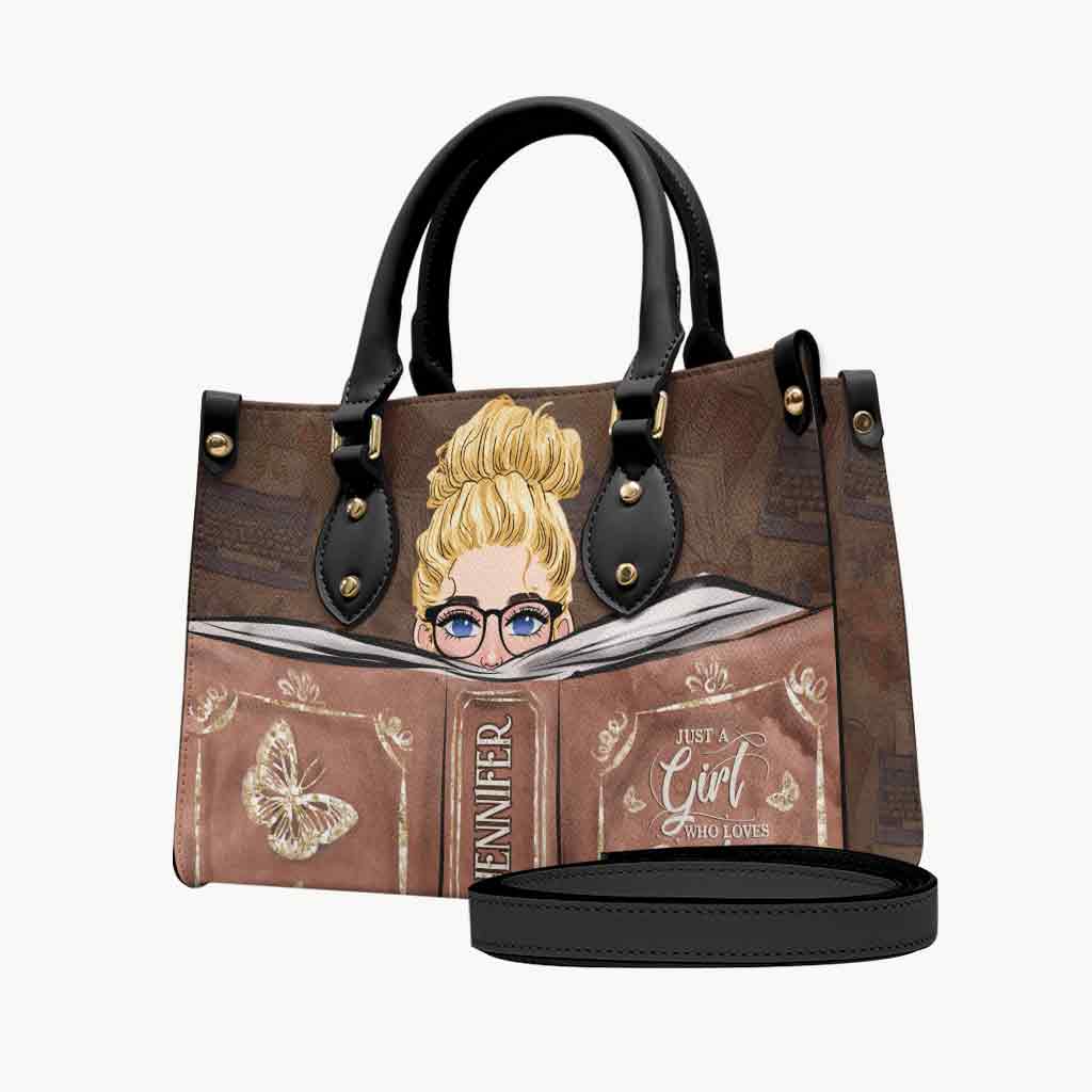 Einfach ein Mädchen, das gerne liest – personalisierte Buch-Lederhandtasche