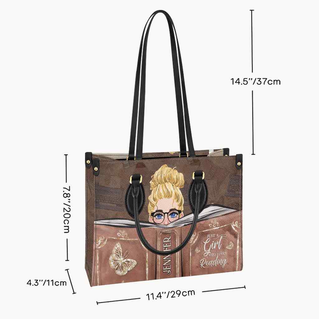 Einfach ein Mädchen, das gerne liest – personalisierte Buch-Lederhandtasche