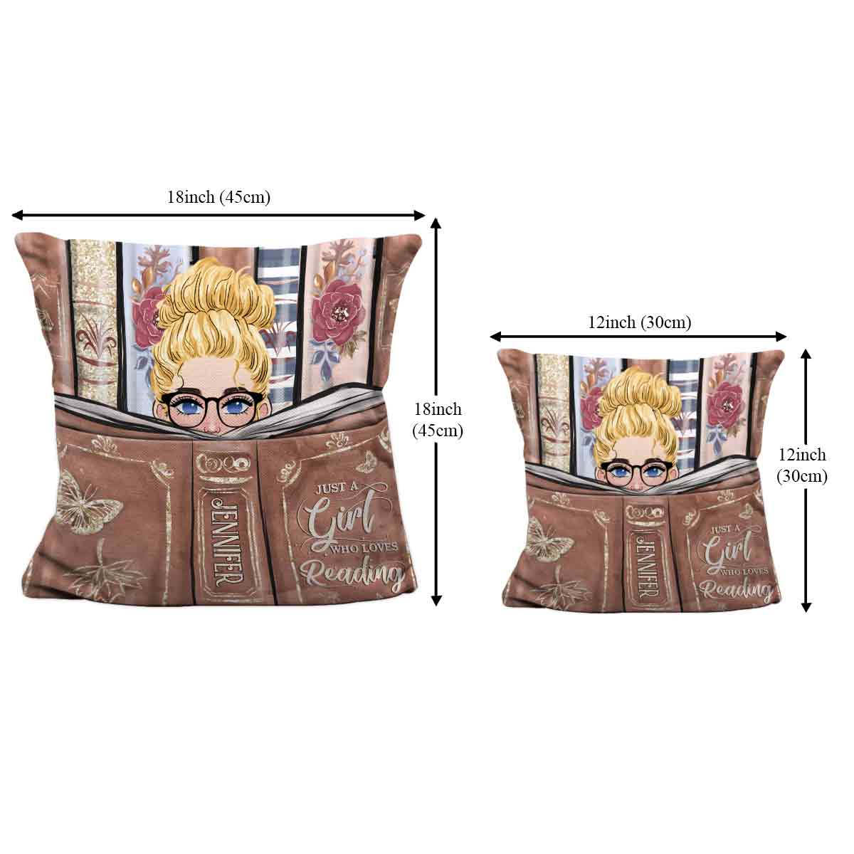 Einfach ein Mädchen, das gerne liest – personalisiertes Buchkissen