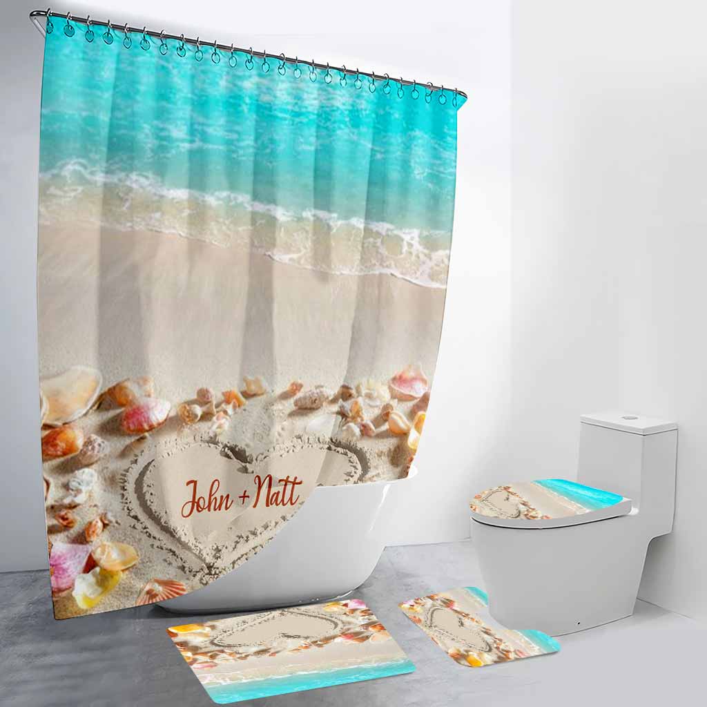 Liebe zum Meer – Personalisiertes Badezimmer-Set mit Vorhang und Fußmatten für Meeresliebhaber