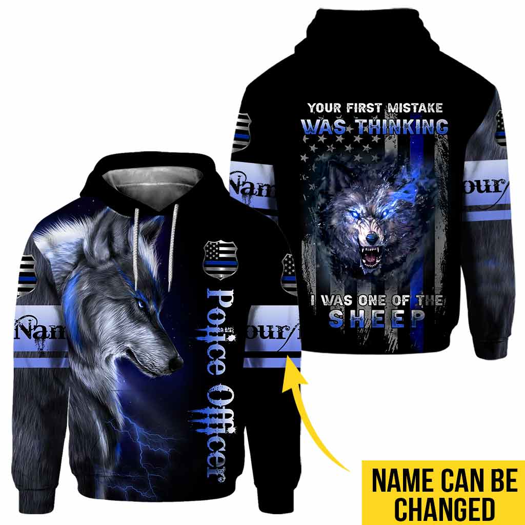 Dein erster Fehler war, mich für ein Schaf zu halten – Personalisiertes T-Shirt und Hoodie mit Polizeimotiv