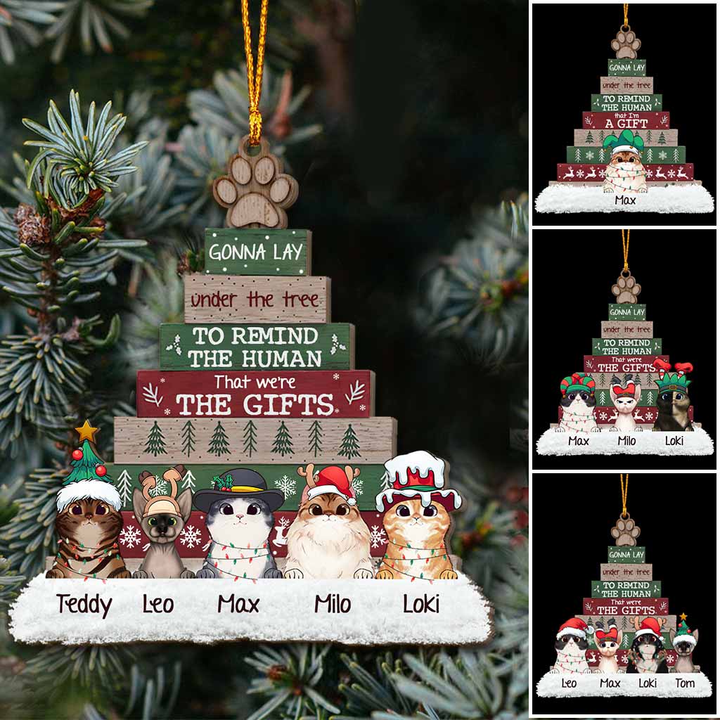 Ich werde unter dem Baum liegen – personalisierter Weihnachtsschmuck in Katzenform