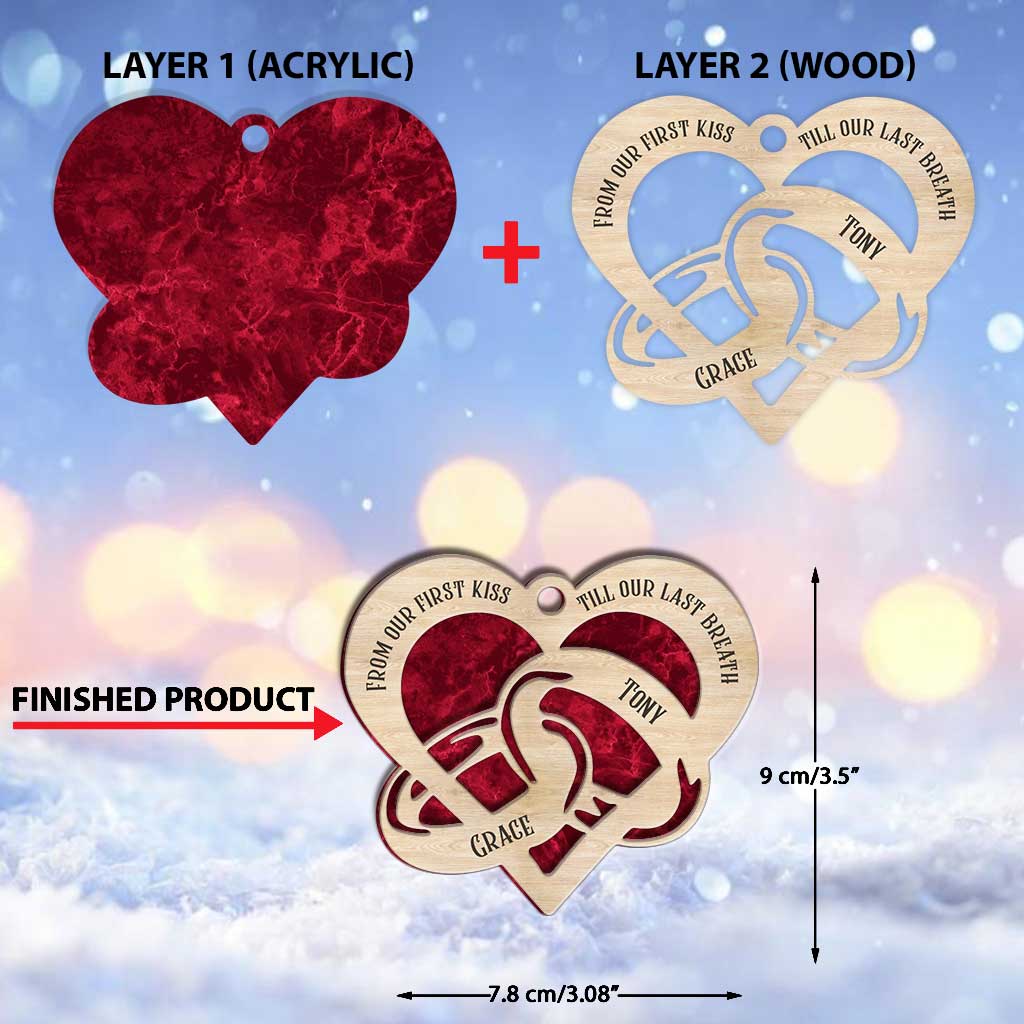 Von unserem ersten Kuss – Personalisierter Weihnachtsschmuck für Paare (mehrlagig)