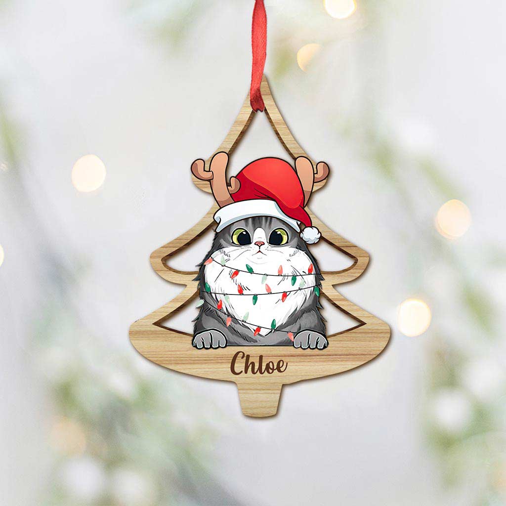 Lovely Cat Christmas Tree - Personalized Christmas Cat Ornament