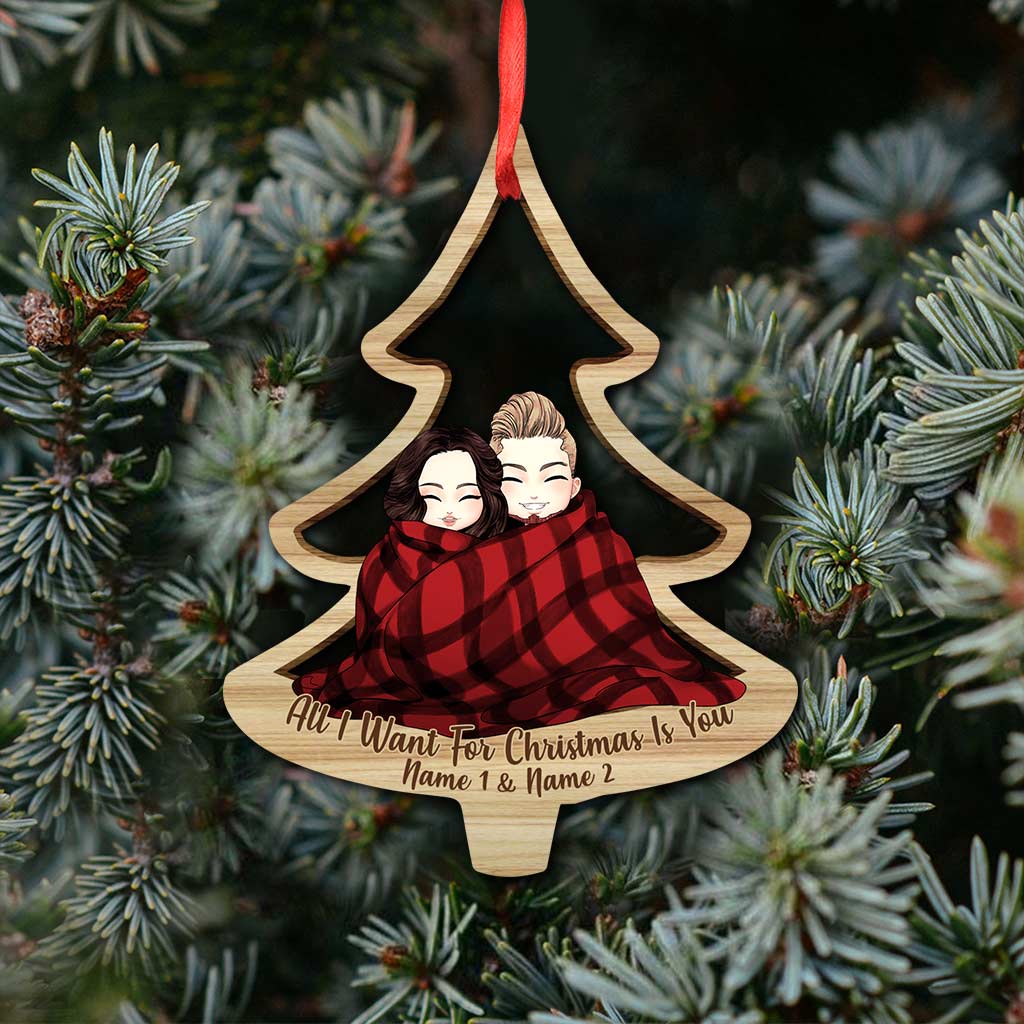 Lovely Cozy Couple Christmas Tree - Personalized Christmas Couple Ornament