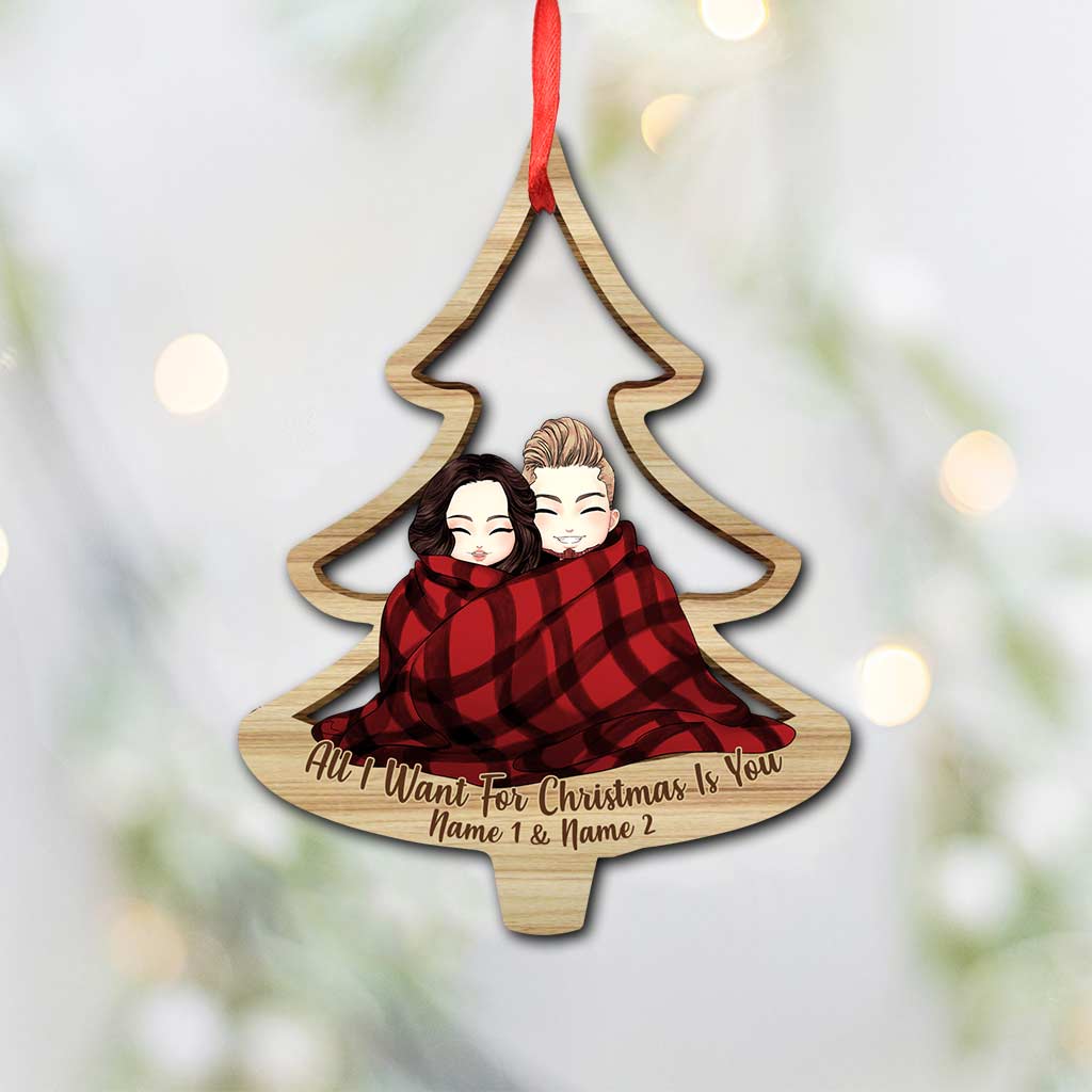 Lovely Cozy Couple Christmas Tree - Personalized Christmas Couple Ornament