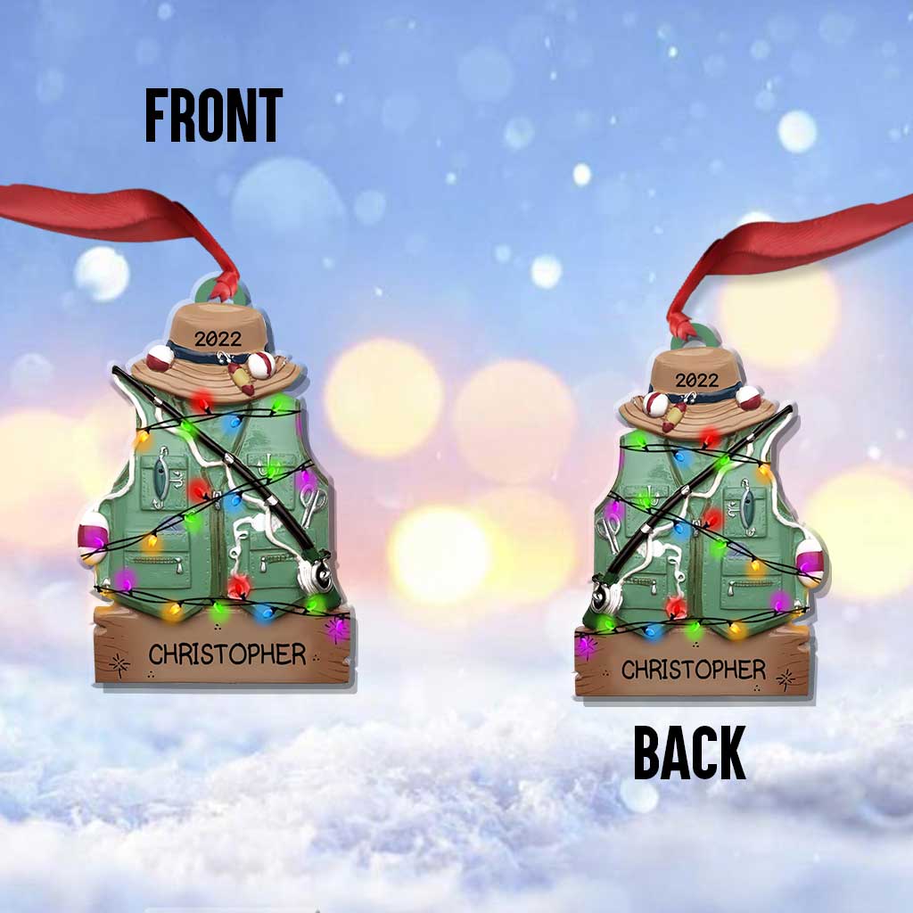 Fishing Outfit - Personalized Christmas Ornament (Printed On Both Sides)