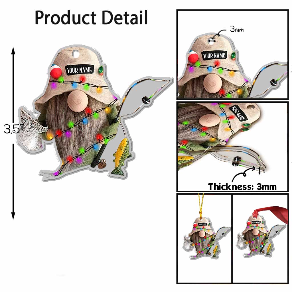 „Angeln gegangen“ – Personalisierter transparenter Weihnachtsschmuck