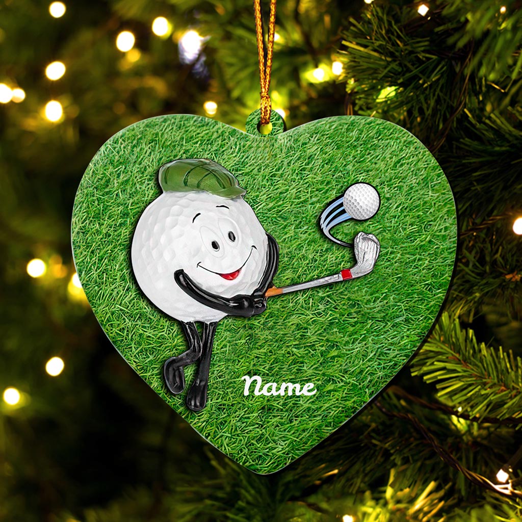 Playing Golf - Personalized Christmas Golf Ornament (Printed On Both Sides)