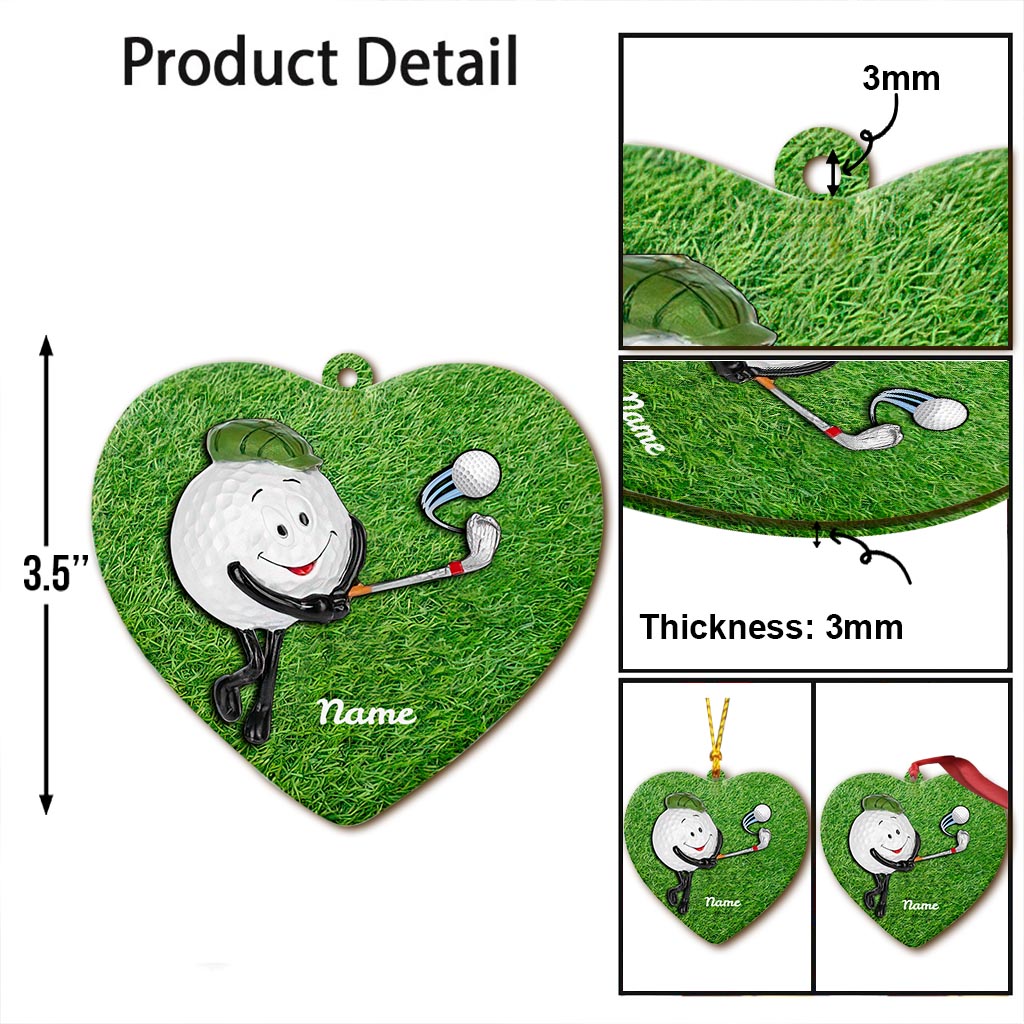 Playing Golf - Personalized Christmas Golf Ornament (Printed On Both Sides)