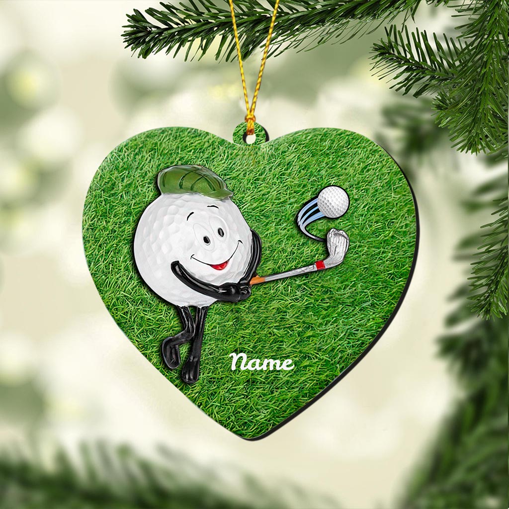 Playing Golf - Personalized Christmas Golf Ornament (Printed On Both Sides)