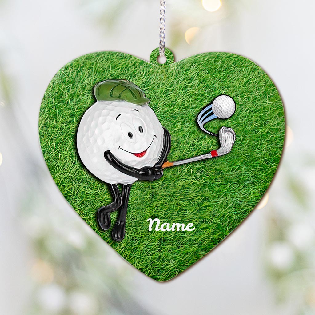 Playing Golf - Personalized Christmas Golf Ornament (Printed On Both Sides)