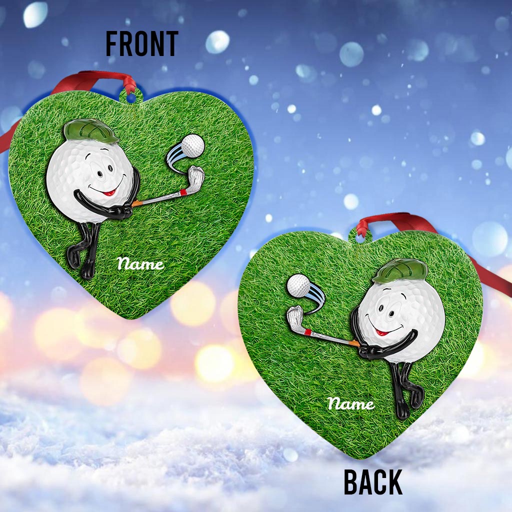 Playing Golf - Personalized Christmas Golf Ornament (Printed On Both Sides)